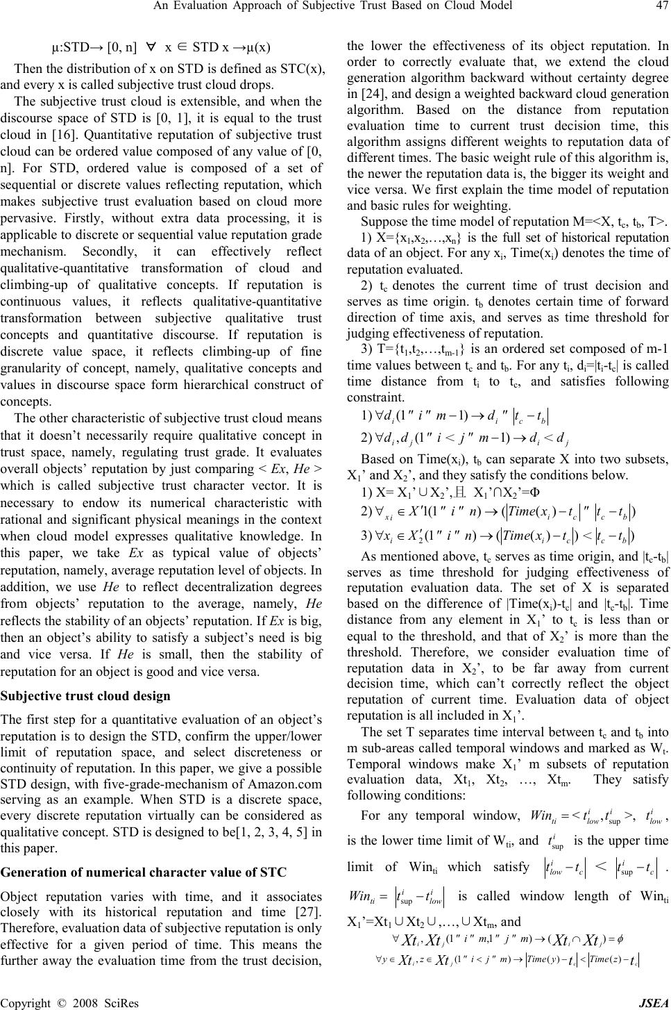 An Evaluation Approach of Subjective Trust Based on Cloud Model