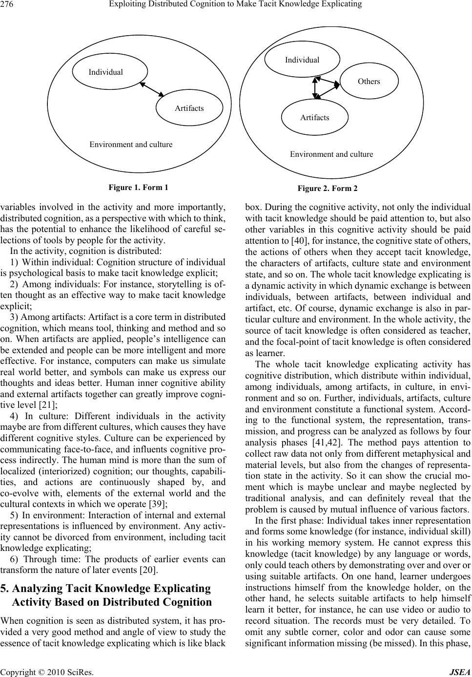 Exploiting Distributed Cognition to Make Tacit Knowledge Explicating