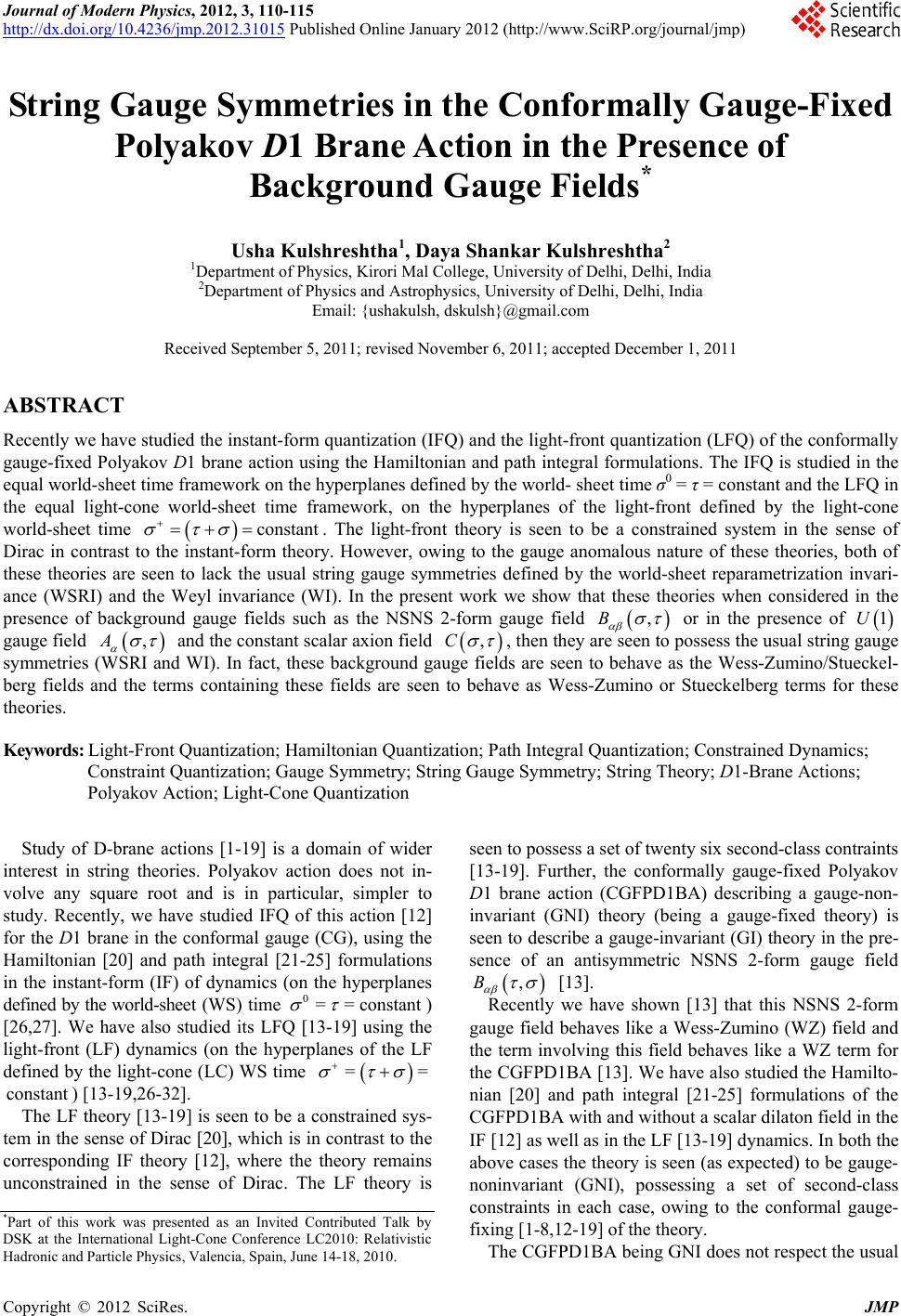 String Gauge Symmetries in the Conformally Gauge-Fixed Polyakov D1 ...
