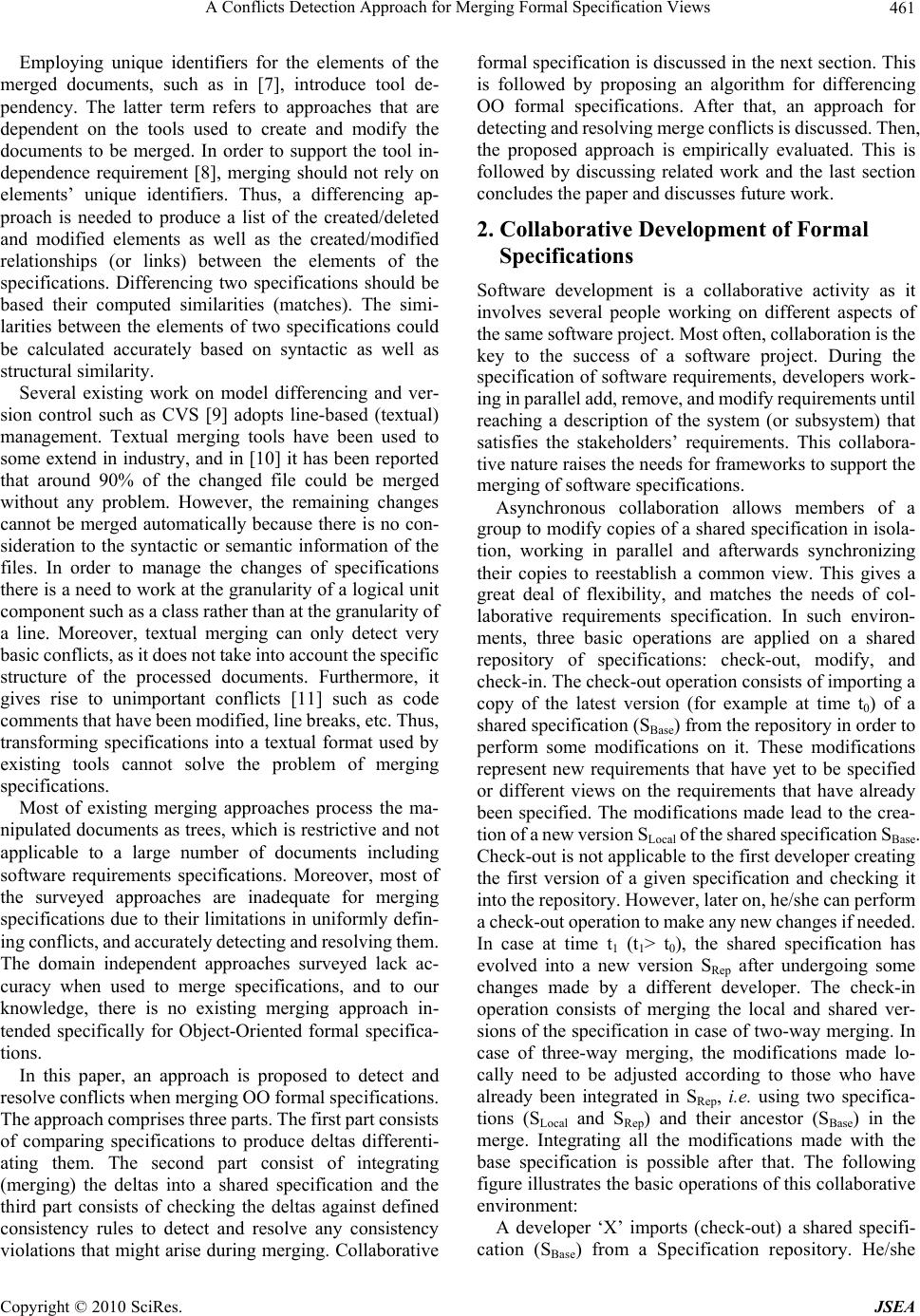 A Conflicts Detection Approach for Merging Formal Specification Views