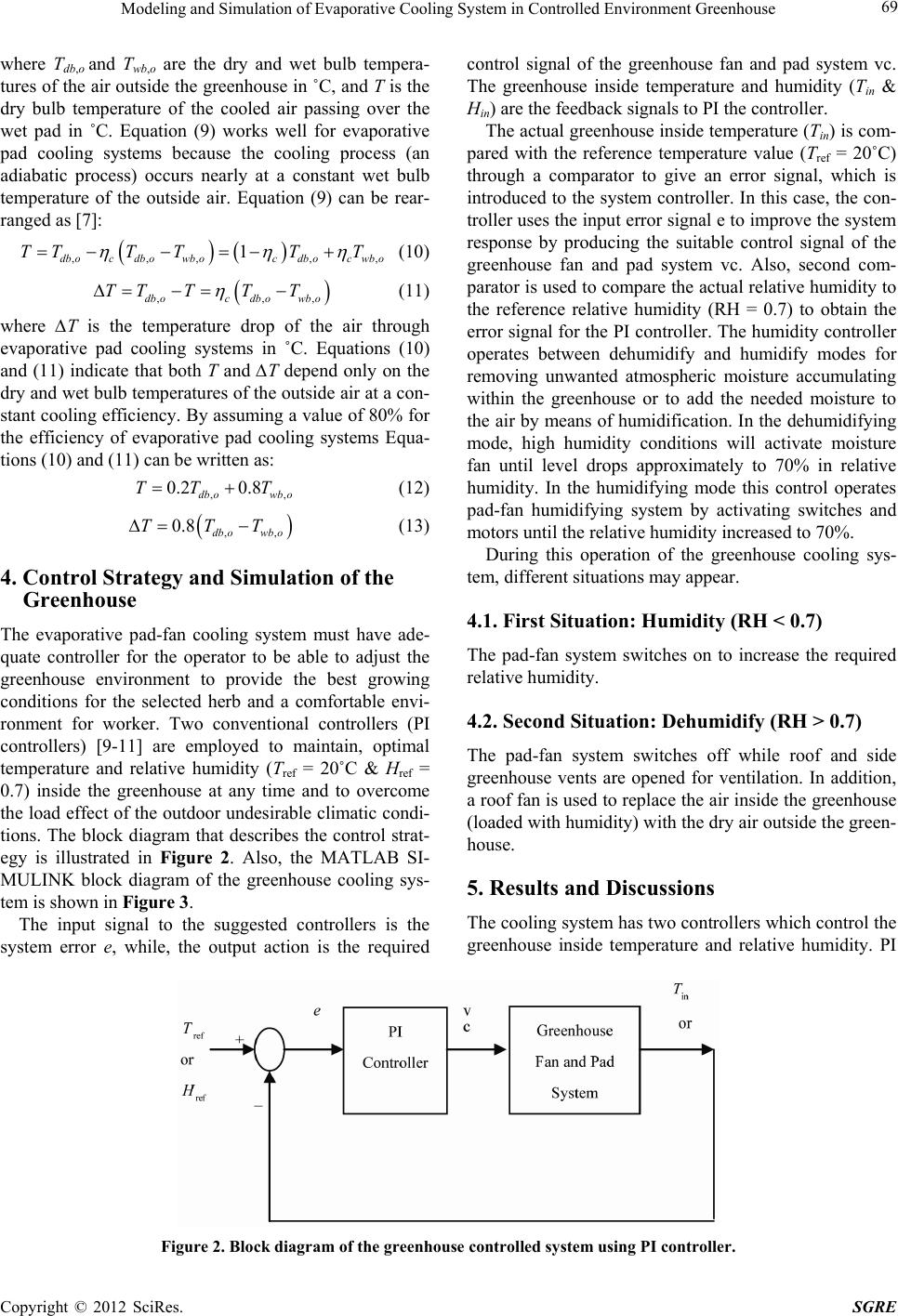 Modeling and Simulation of Evaporative Cooling System in Controlled ...