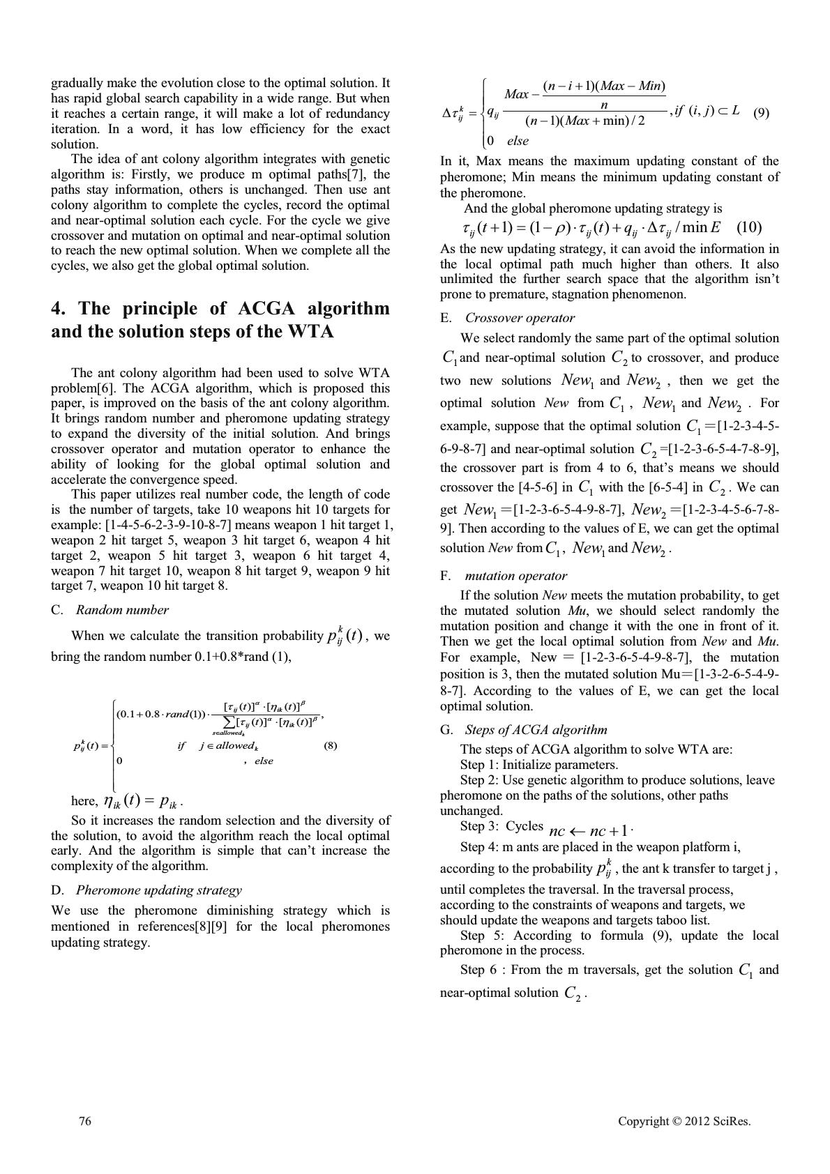 Problem Solving Weapon ACGA Algorithm of Solving Weapon - Target Assignment Problem