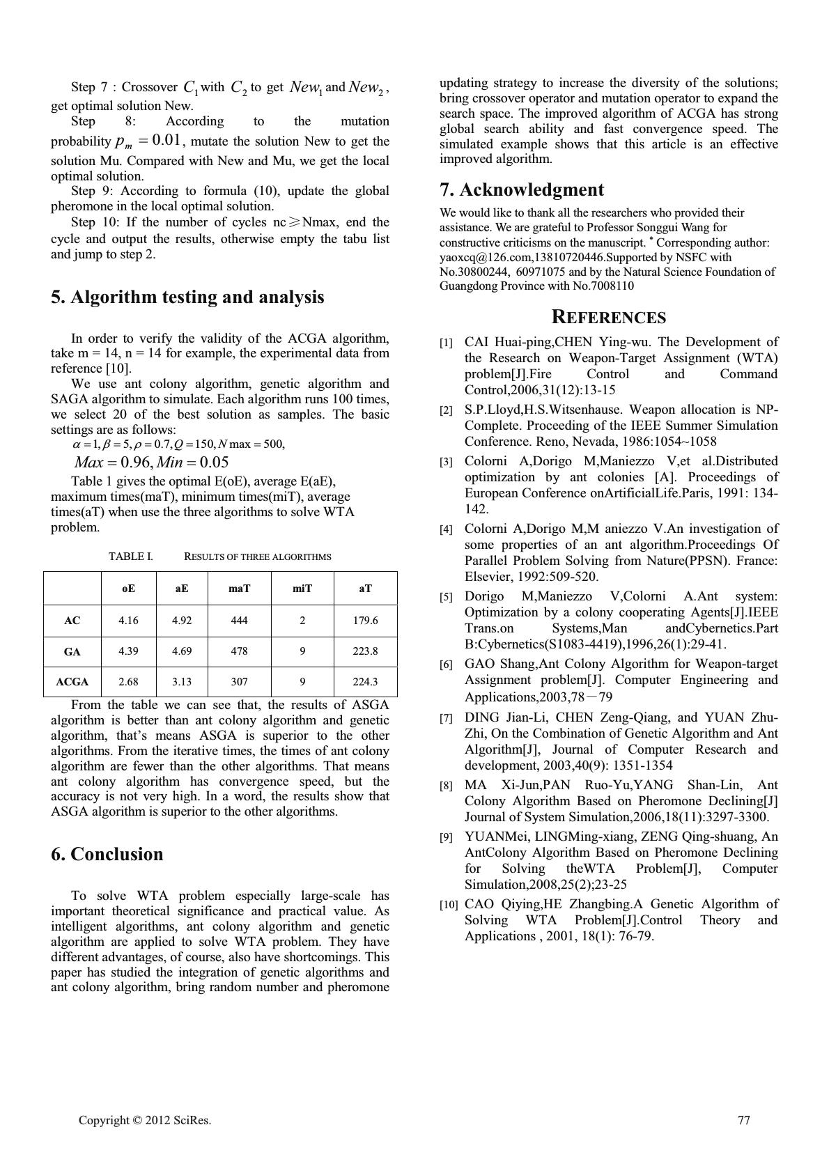 Problem Solving Weapon ACGA Algorithm of Solving Weapon - Target Assignment Problem