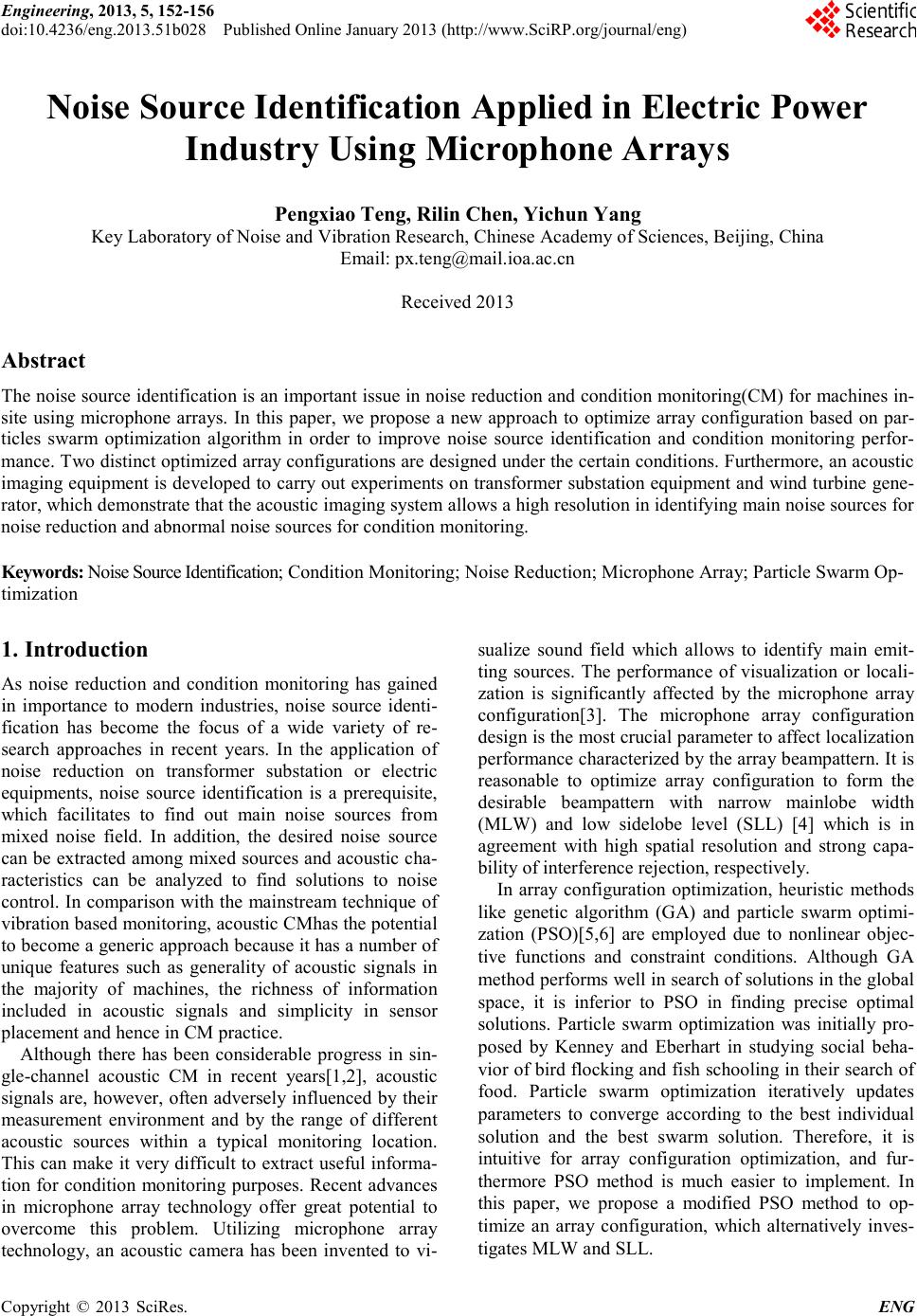 Noise Source Identification Applied in Electric Power Industry Using ...