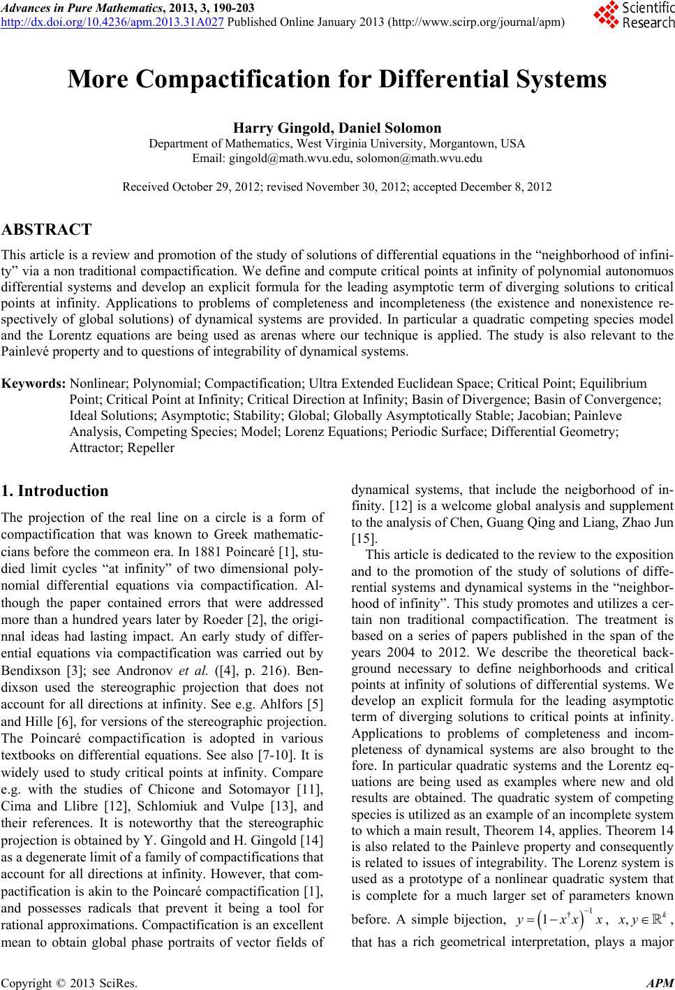 More Compactification for Differential Systems