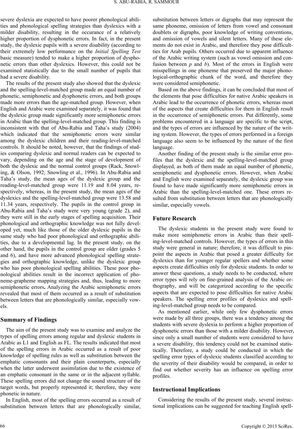 Spelling Errors’ Analysis of Regular and Dyslexic Bilingual Arabic ...