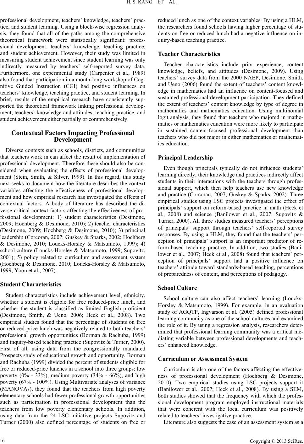 What Should We Consider in Teachers’ Professional Development Impact ...