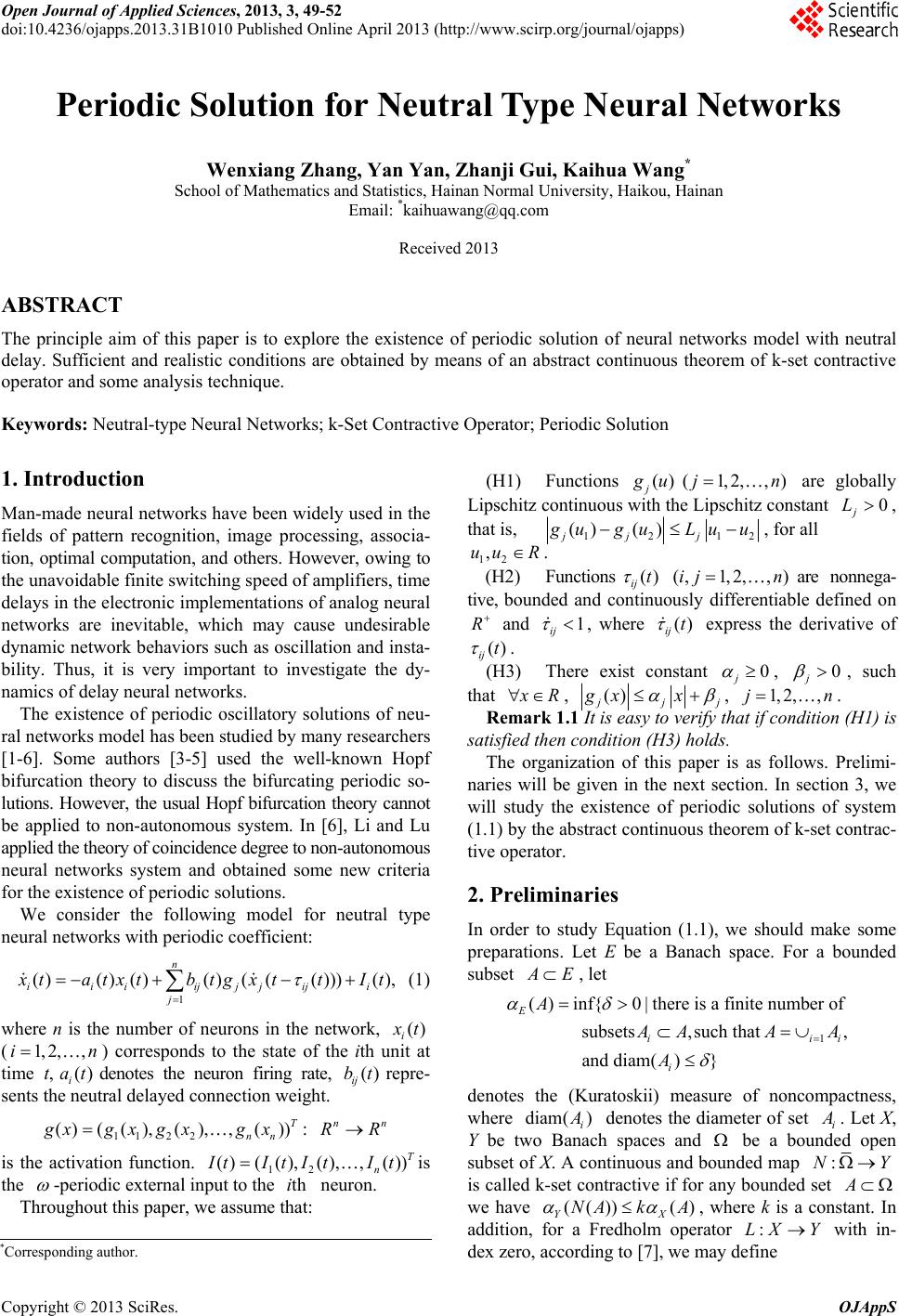 Neutral Type Periodic Solution for Neutral Type Neural Networks