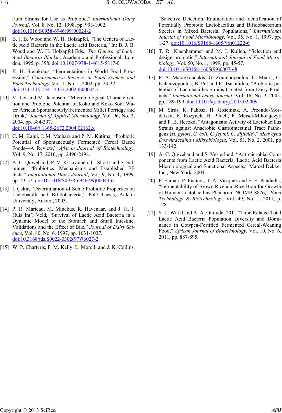 In Vitro Screening and Selection of Probiotic Lactic Acid Bacteria ...