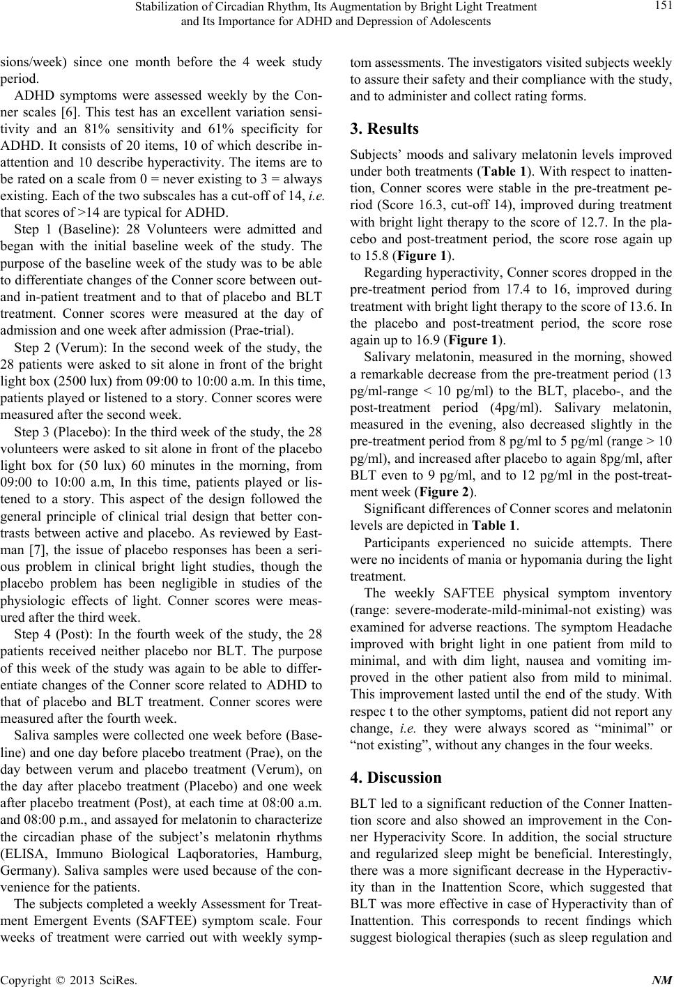 Stabilization of Circadian Rhythm, Its Augmentation by Bright Light ...