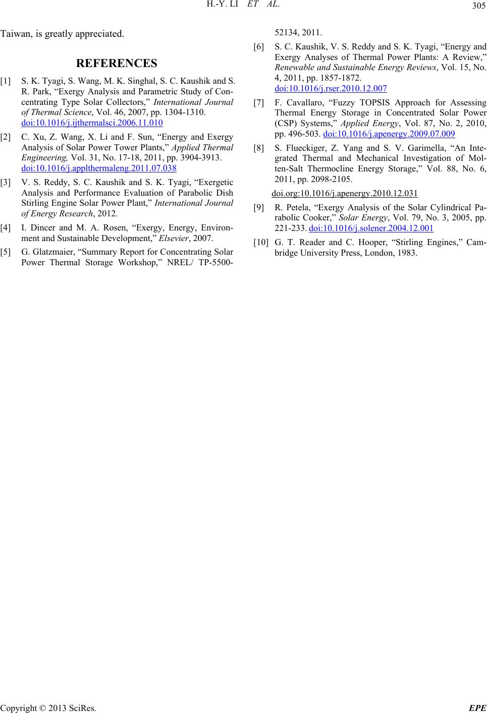 Energy and Exergy Analysis of a New Small Concentrating Solar Power Plant