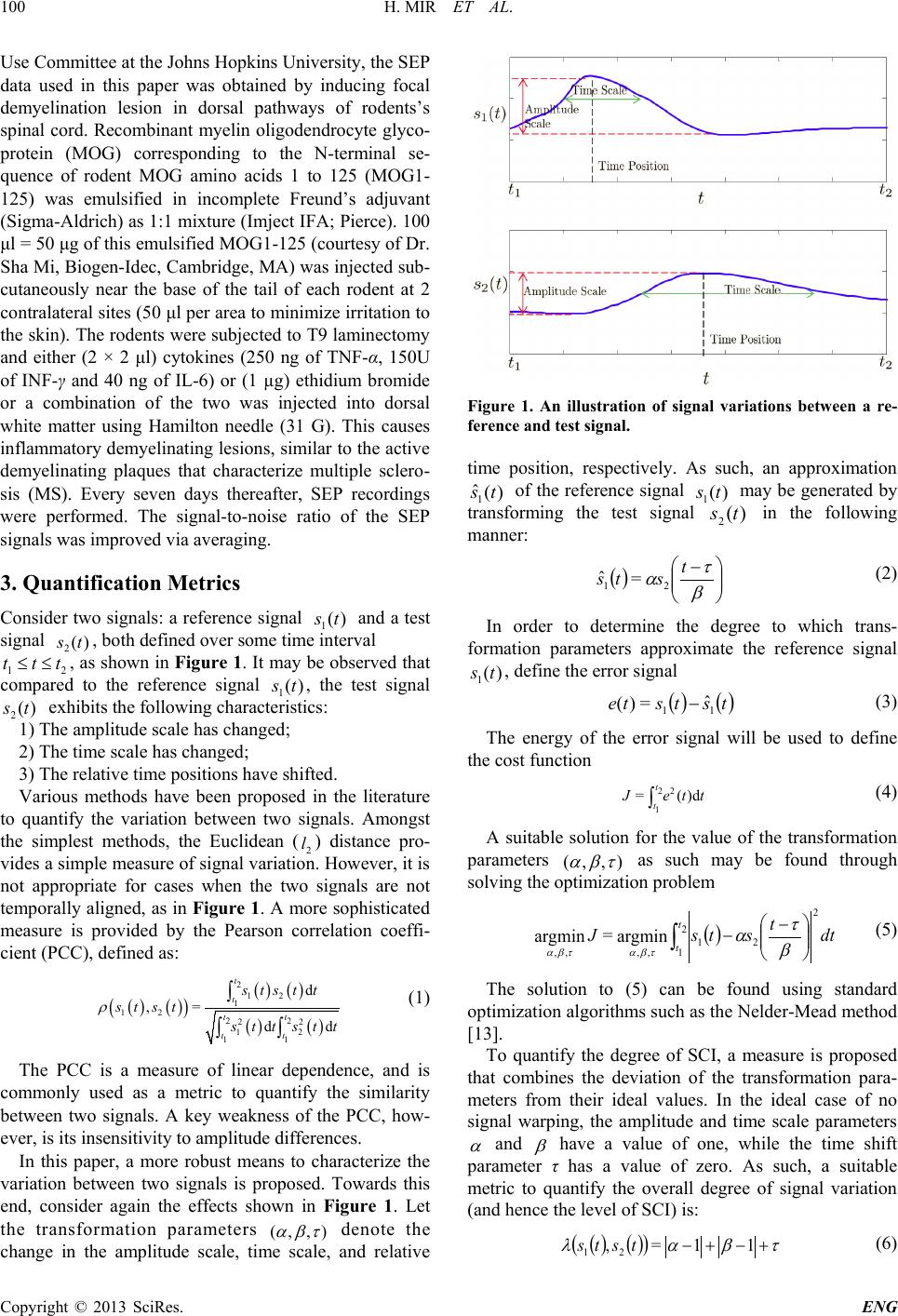 Hopk Using Variations of Somatosensory Evoked Potentials to Quantify Spinal ...