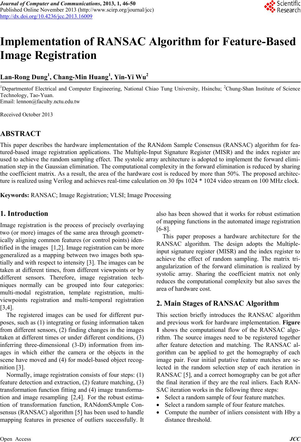 Implementation of RANSAC Algorithm for Feature-Based Image Registration