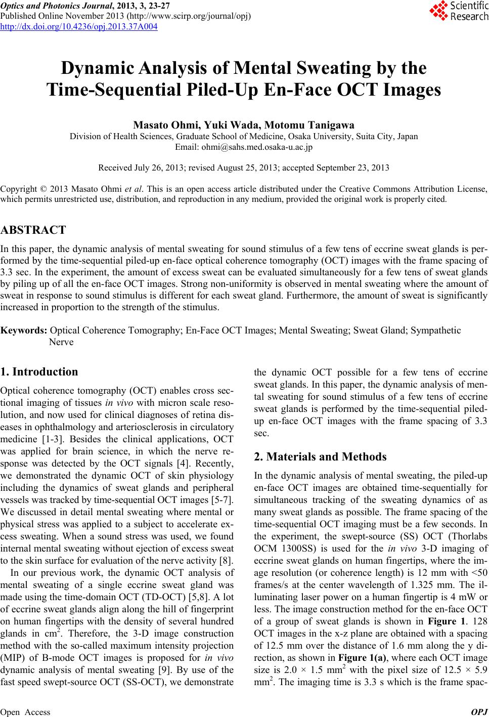 Dynamic Sweating Dynamic Analysis of Mental Sweating by the Time-Sequential Piled-Up En ...
