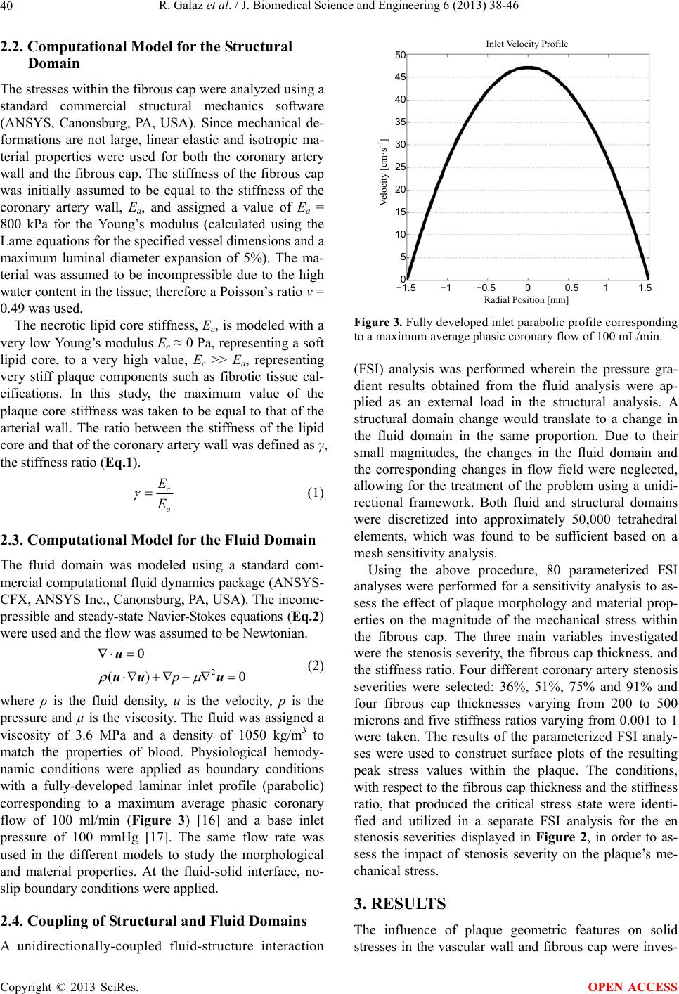 A parameterized analysis of the mechanical stress for co-ronary plaque ...