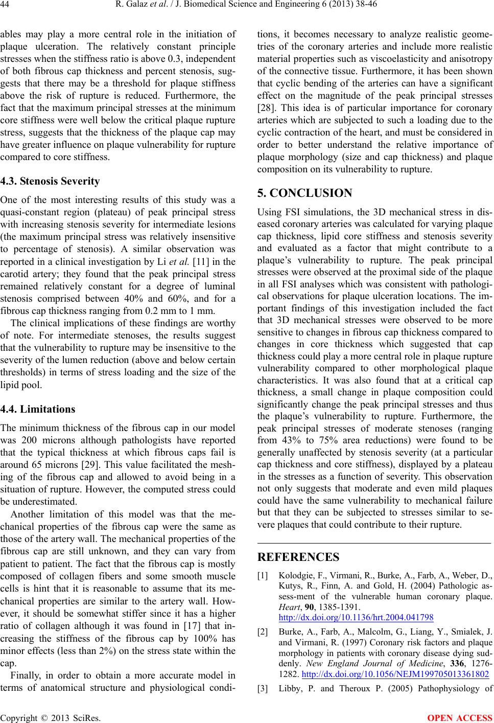 A parameterized analysis of the mechanical stress for co-ronary plaque ...
