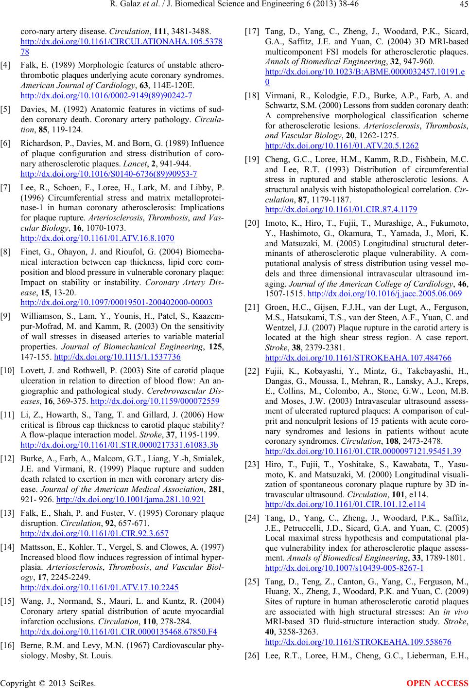 A parameterized analysis of the mechanical stress for co-ronary plaque ...