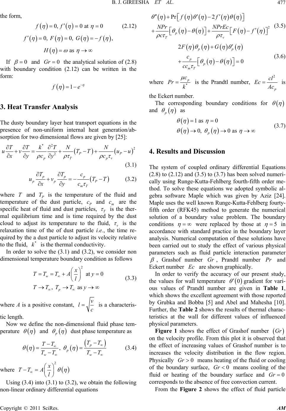 Boundary Layer Flow and Heat Transfer of a Dusty Fluid over a ...