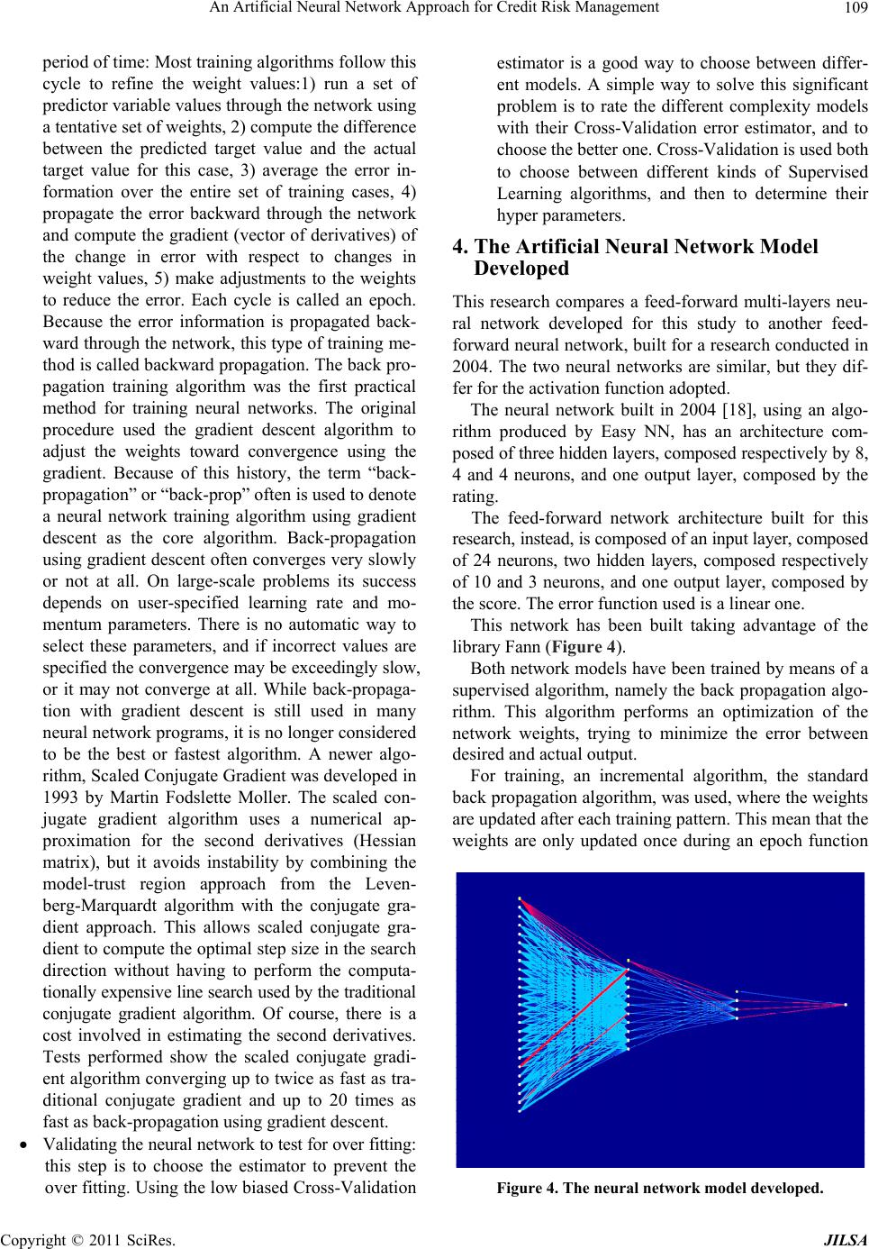 An Artificial Neural Network Approach for Credit Risk Management