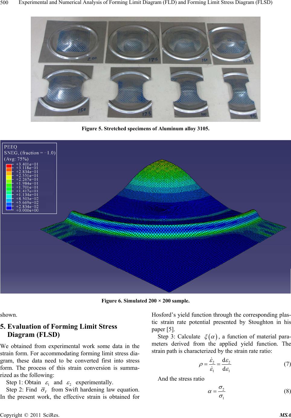 Experimental and Numerical Analysis of Forming Limit Diagram (FLD) and ...