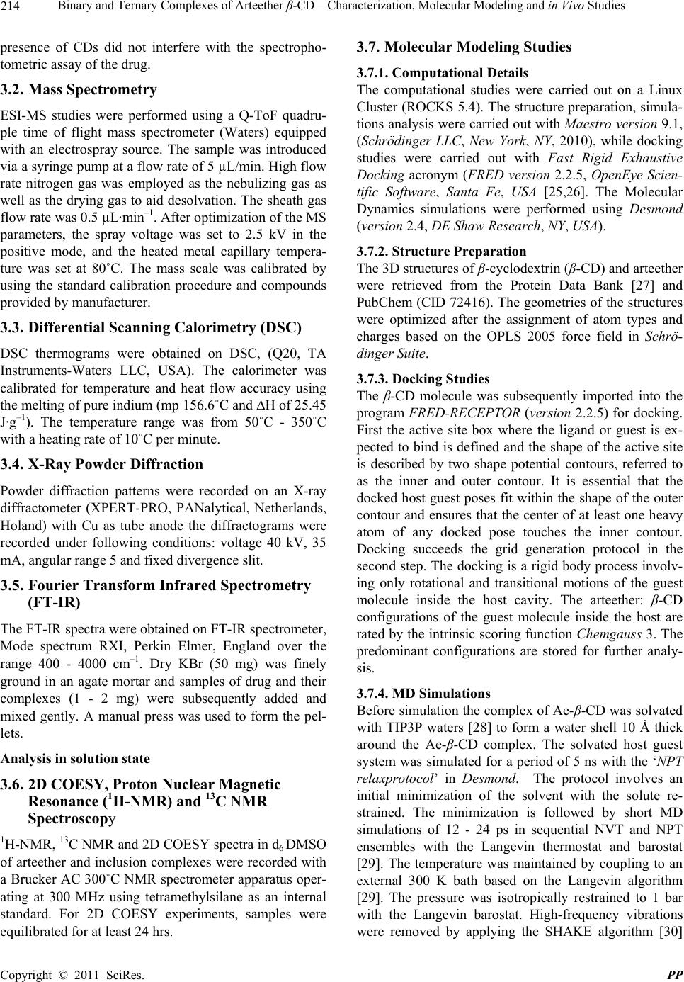 Binary and Ternary Complexes of Arteether β-CD - Characterization ...