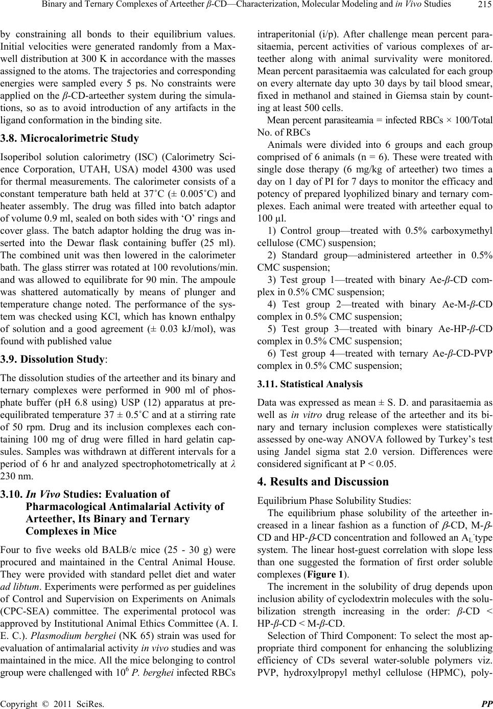 Binary and Ternary Complexes of Arteether β-CD - Characterization ...