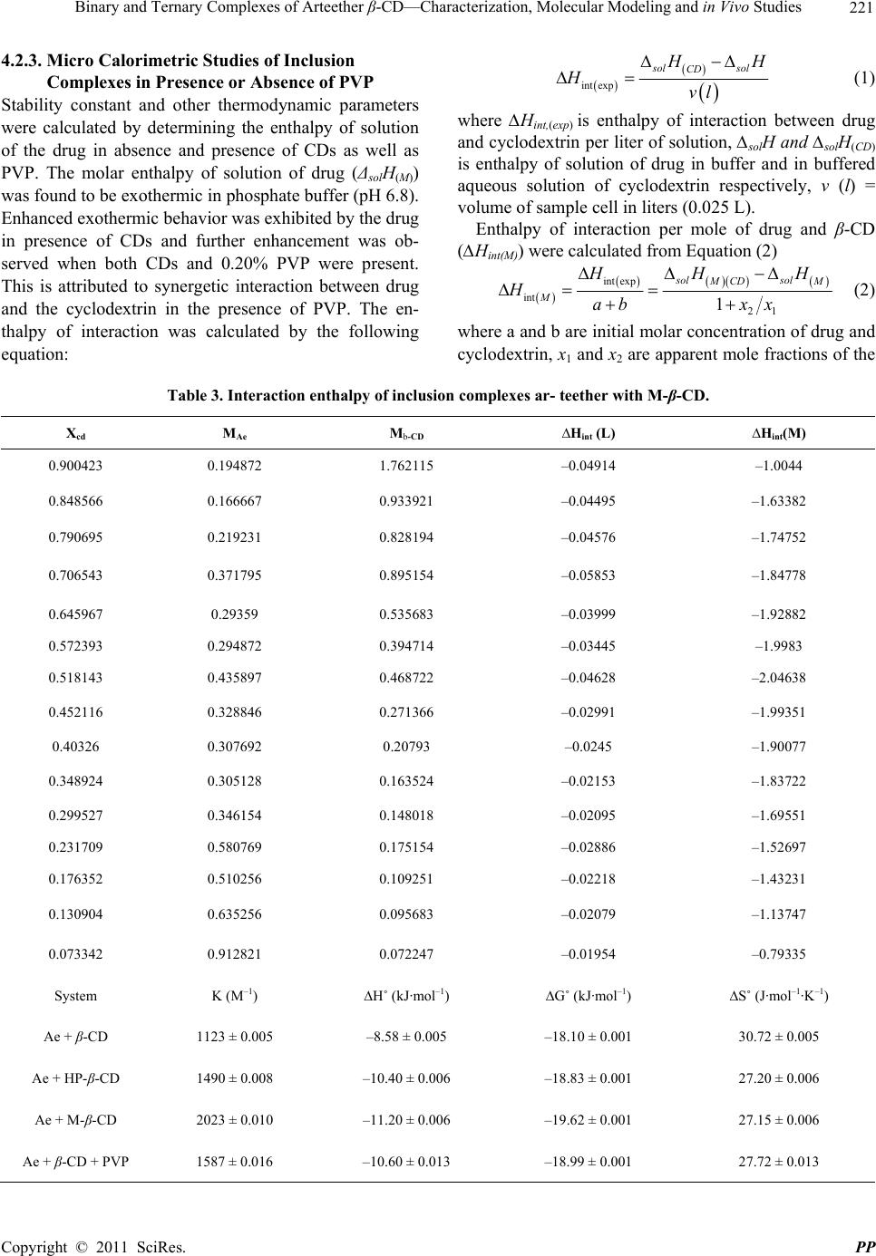 Binary and Ternary Complexes of Arteether β-CD - Characterization ...