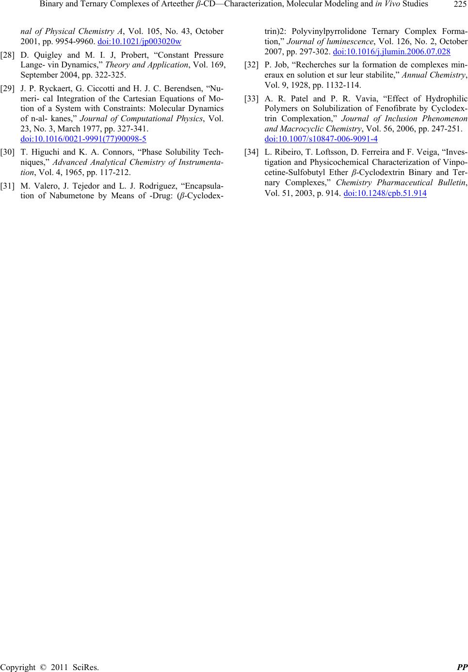 Binary and Ternary Complexes of Arteether β-CD - Characterization ...