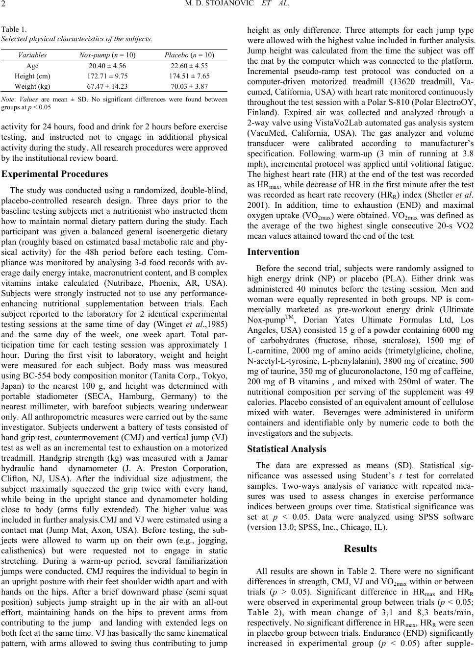 The Effects of Pre-Exercise High Energy Drink on Exercise Performance ...