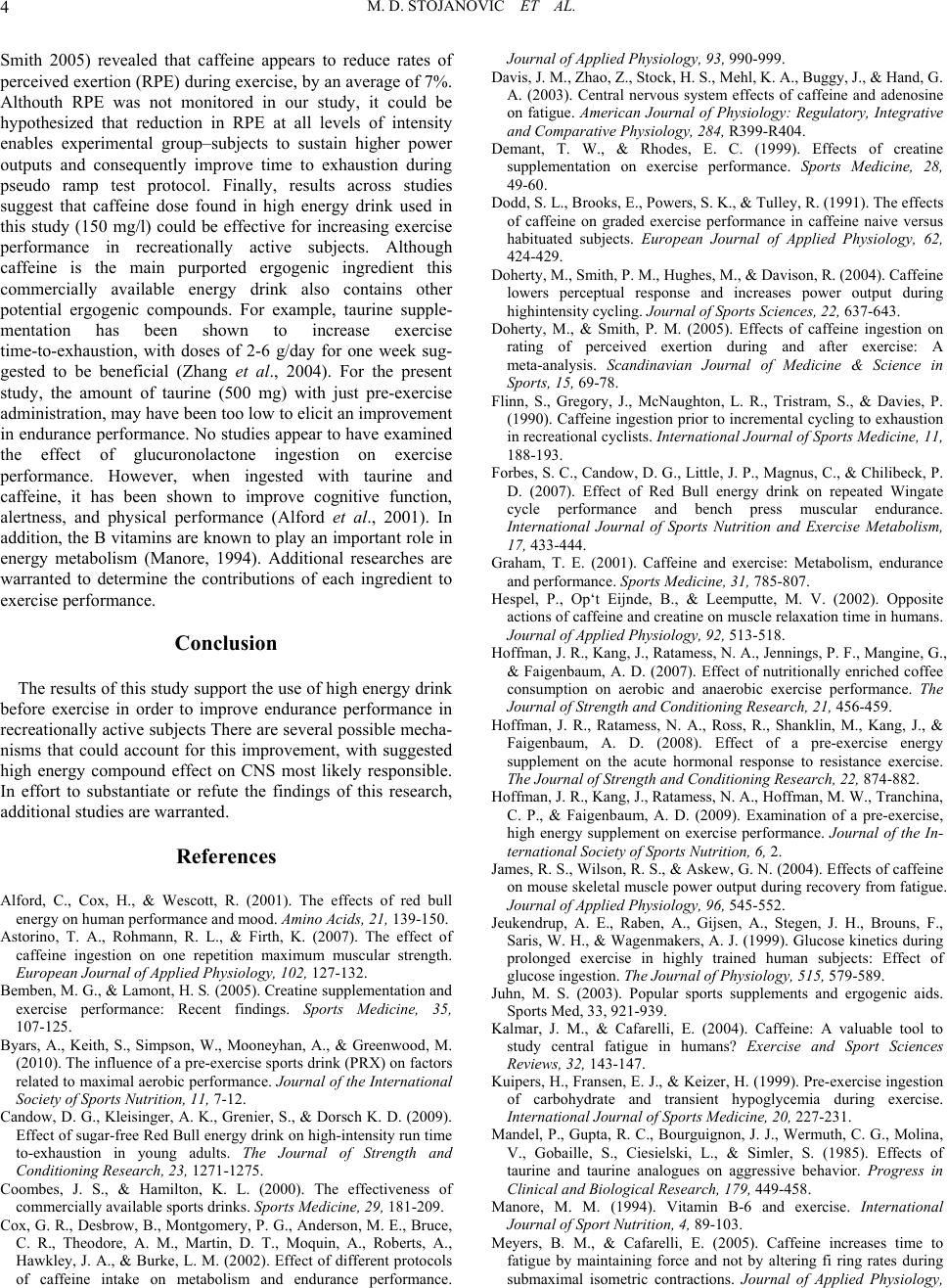 The Effects of Pre-Exercise High Energy Drink on Exercise Performance ...