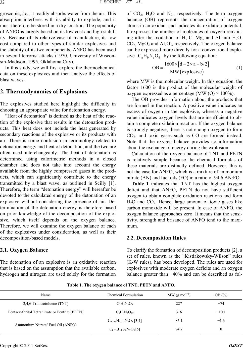 Blast Wave Parameters for Spherical Explosives Detonation in Free Air