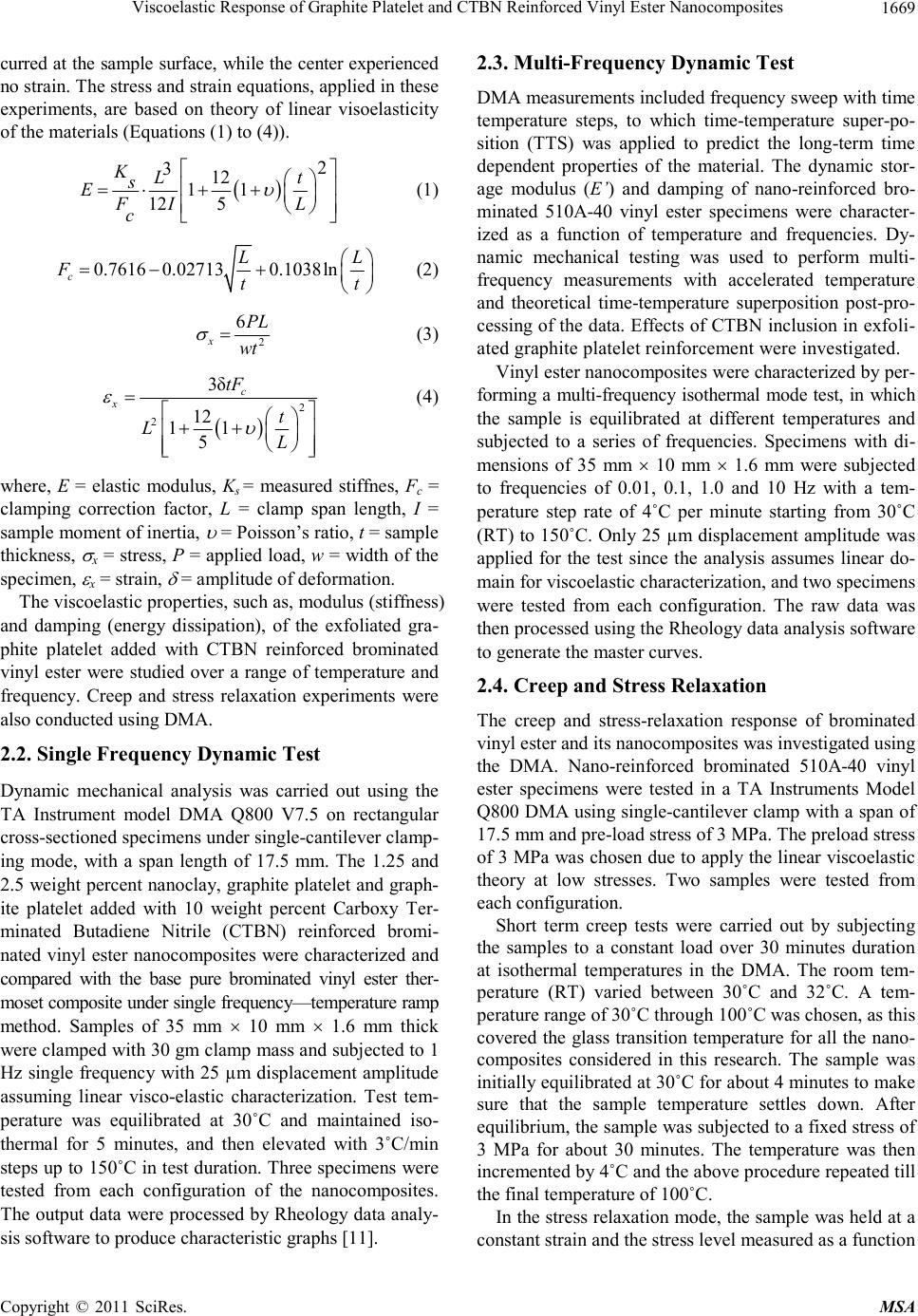 Viscoelastic Response of Graphite Platelet and CTBN Reinforced Vinyl ...