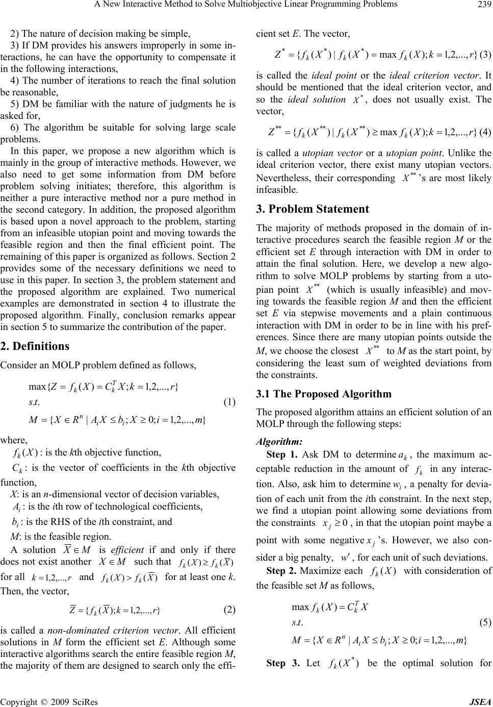 A New Interactive Method to Solve Multiobjective Linear Programming ...